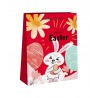 Bunny Τσάντα Δώρου Χάρτινη Πασχαλινή (33cm) 33x26x12cm Κόκκινο