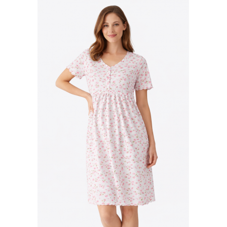 RELAX Γυναικείο Νυχτικό Με Κοντό Μανίκι Βαμβακερό Normal Fit 3326065 Ροζ