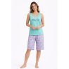 RELAX Γυναικείο Καλοκαιρινό Σετ Πυζάμας Με Βερμούδα Βαμβακερό Normal Fit 3326053 Μώβ