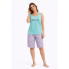 RELAX Γυναικείο Καλοκαιρινό Σετ Πυζάμας Με Βερμούδα Βαμβακερό Normal Fit 3326053 Μώβ