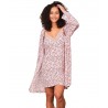 COOL Γυναικείο Σετ Νυχτικό με Ρόμπα Floral Bισκόζ Ροζ