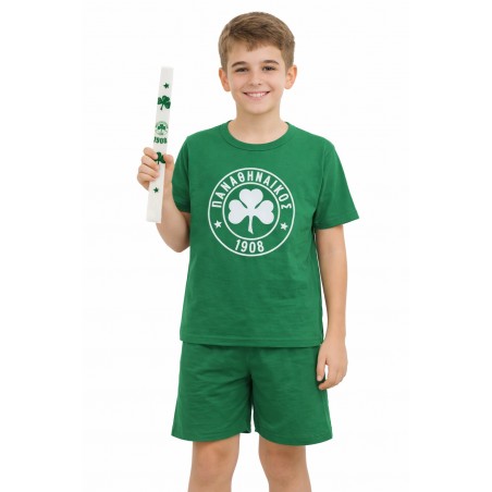 10040 JOIN ΣΕΤ ΠΑΙΔΙΚΗ ΠΥΤΖΑΜΑ ΠΑΝΑΘΗΝΑΪΚΟΣ ΜΕ ΛΑΜΠΑΔΑ NORMAL FIT ΒΑΜΒΑΚΙ ΠΡΑΣΙΝΟ