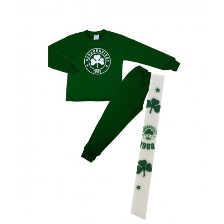 JOIN ΣΕΤ ΠΑΙΔΙΚΗ ΠΥΤΖΑΜΑ ΠΑΝΑΘΗΝΑΪΚΟΣ ΜΕ ΛΑΜΠΑΔΑ NORMAL FIT ΒΑΜΒΑΚΙ ΠΡΑΣΙΝΟ