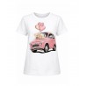Agape Γυναικείο T-Shirt με σχέδιο Pink Car Bear Βαμβάκι Λευκό