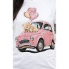 Agape Γυναικείο T-Shirt με σχέδιο Pink Car Bear Βαμβάκι Λευκό