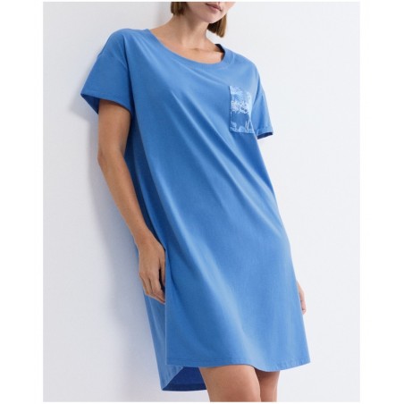 10225066-005J TRIUMPH ΓΥΝΑΙΚΕΙΟ ΚΑΛΟΚΑΙΡΙΝΟ NIGHTDRESS NDK X 02 NORMAL FIT ΒΑΜΒΑΚΕΡΟ ΑΝΟΙΧΤΟ ΜΠΛΕ