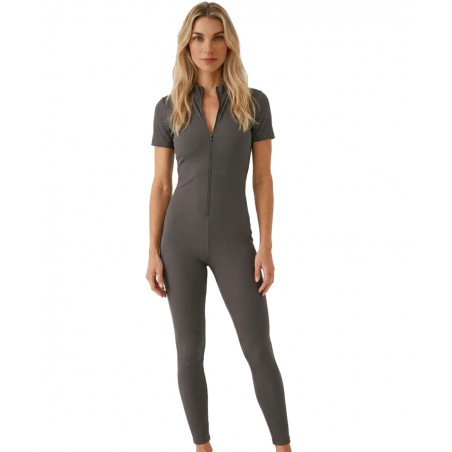 JOIN Γυναικεία Ολόσωμη Κοντομάνικη Φόρμα Με Φερμουαρ-ΑΝΘΡΑΚΙ