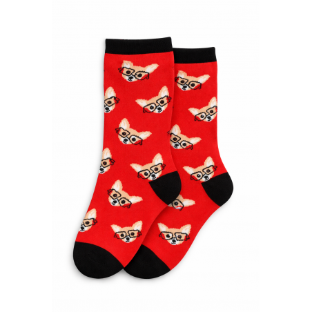 Calzeman Κάλτσα Κόκκινη με σχέδιο Σκυλάκι