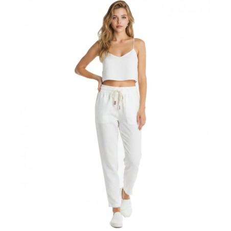JOIN Γυναικείο Παντελόνι Με Ρυθμιζόμενο Κορδόνι -ΛΕΥΚΟ