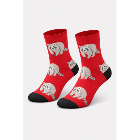 Calzeman Κάλτσα Κόκκινη με σχέδιο Λεμούριος