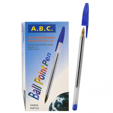 Στυλό Κλασσικό Διάφανο Ballpoint Μπλε 1mm 50 PAC