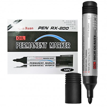 Μαρκαδόρος Ανεξίτηλος Μαύρος 12,5x1,8cm 10 PAC