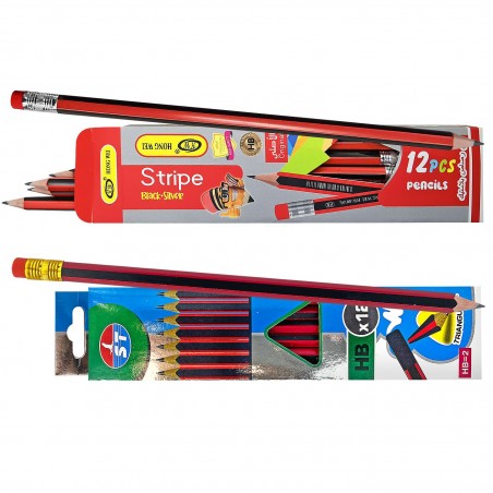 Μολύβι Ριγέ με Γόμα 12 PAC