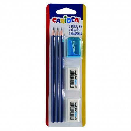 Σετ 3 Μολύβια & 2 Γόμες & 1 Ξύστρα