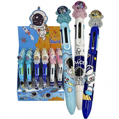 Στυλό 6 Χρώματα Μπάλα με Αστροναύτη Κεφάλι 17cm 36 PAC