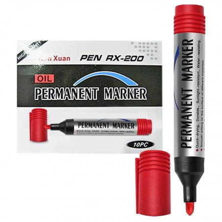 Μαρκαδόρος Ανεξίτηλος Κόκκινος 12,5x1,8cm 10 PAC