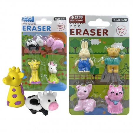 Γόμες 3D Ζωάκια Ζούγκλας 4τεμ ~3,5cm 24 PAC