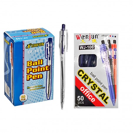 Στυλό Διάφανο Κλιπ Ballpoint Μπλε 0,8mm 50 PAC