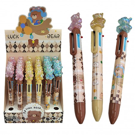 Στυλό 6 Χρώματα Μπάλα με Αρκούδα 17cm 36 PAC