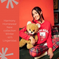 Harmony - Homewear -New collection 
Δες όλη τν νέα συλλογή σε γυναικείες πυτζάμες για φετος τον χειμώνα από την Harmony σε υπέροχα σχέδια και χρώματα
 με 10% έκπτωση ❤ 
Www.lingeristas.gr 
Τηλεφωνικη Εξυπηρέτηση 210-8613336
